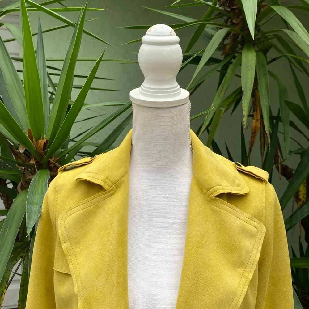 Anthropologie Yellow Moto Faux Suede Jacket - Picture 3 of 10